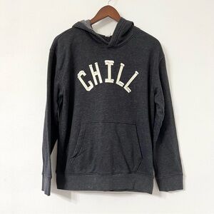 Old Navy Boys Size XXL (18) Charcoal Gray “CHILL” Graphic Hoodie